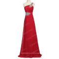 Grace Karin Fashion Beaded One Shoulder Dark Red Chiffon Prom Dress Long CL2949-7